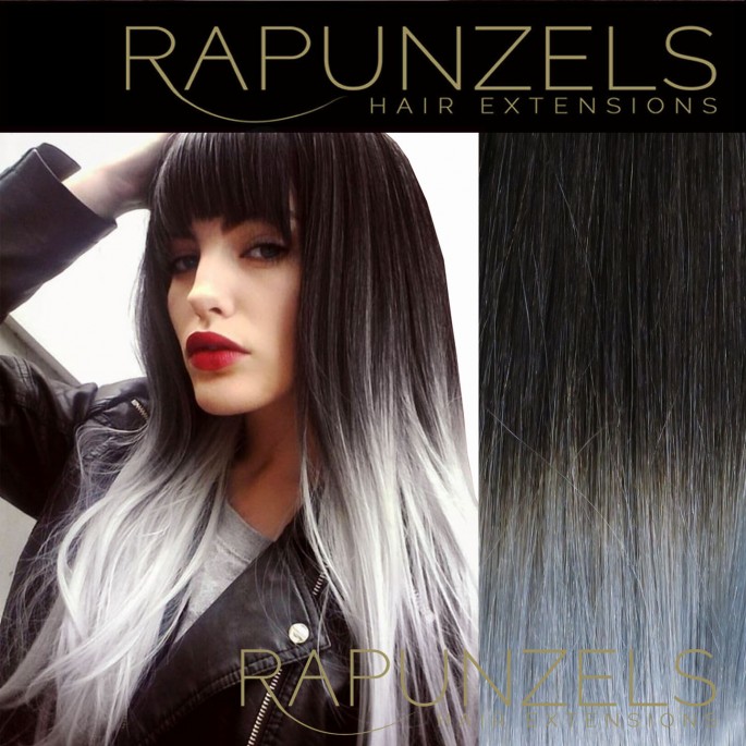 110 Gram 20 Hair Weave Weft Colour 1b Grey Dip Dye Ombre Full Head